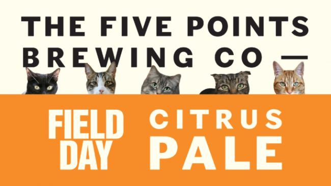 The logo for Five Points Field Day Citrus Pale with all five cats